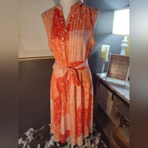 Nanette Lepore Orange and Coral Floral Maxi Dress